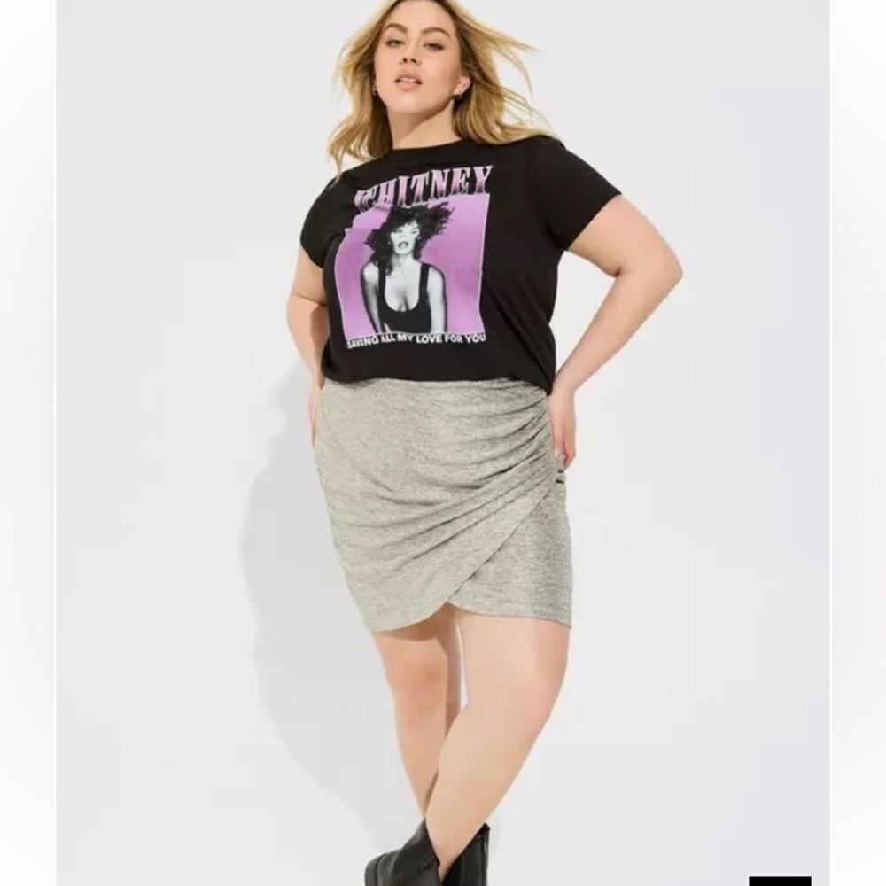 Torrid silver Mini Foil Knit Tulip Skirt